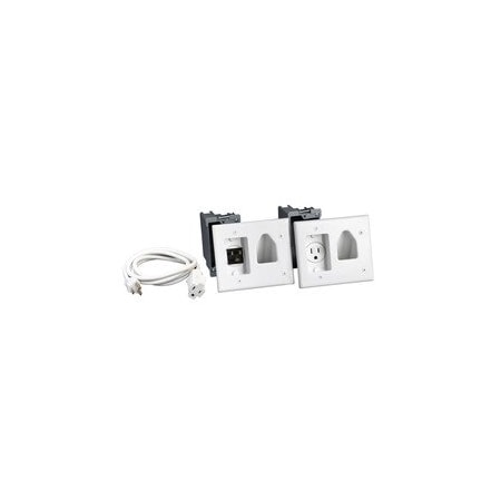 Cable Wholesale Recessed Pro-Power Kit with Straight Blade Inlet, White 45-0023-WH